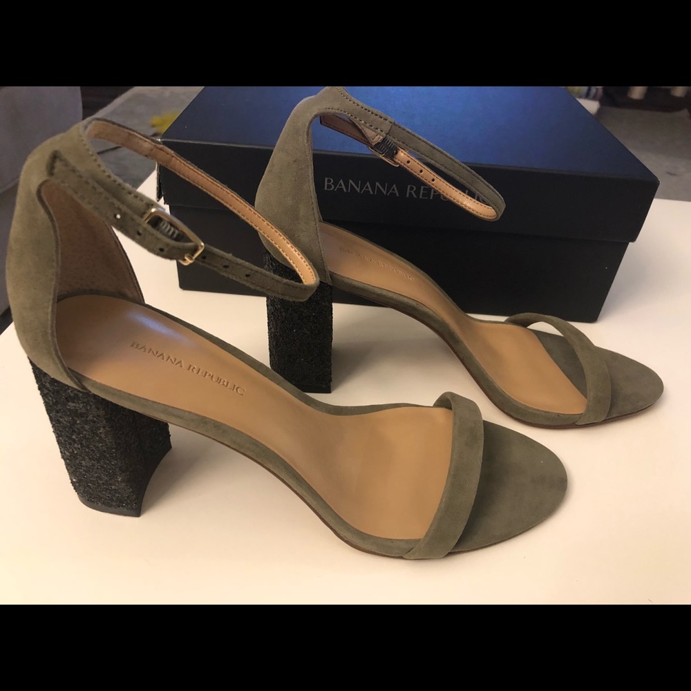 Banana Republic Block Heel Glitter Vicuna Suede